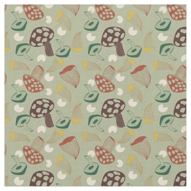 Tissu Rétro du champignon vert du milieu du siècle (Fermer)