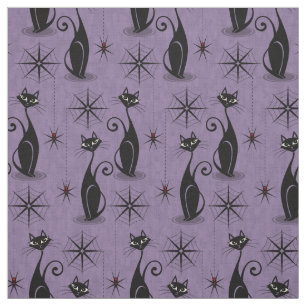 Tissu Retro Éffrayant Meow - Chats Atomique pourris