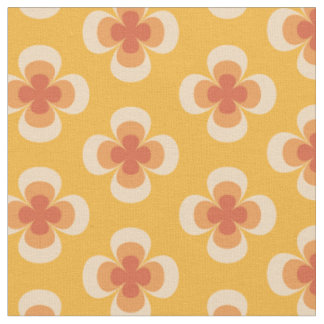 Tissu Rétro géo années 70 Florales groovy sur ambre
