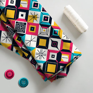 Tissu Rétro Géométrique Abstrait Pat#12 Multi Color ID10