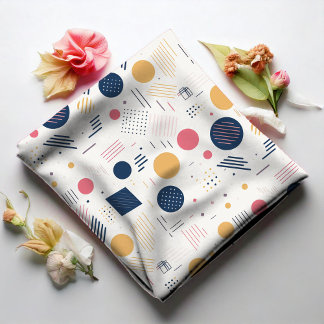 Tissu Rétro Géométrique Abstrait Pat#6 Navy Rose ID1067