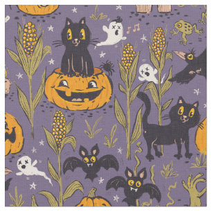 Tissu Retro Halloween motif dans le style de dessin anim