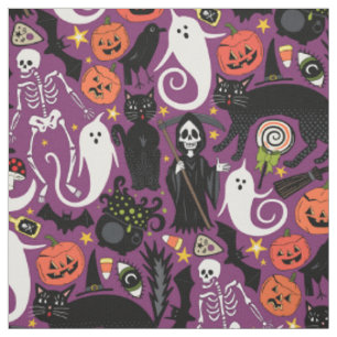 Tissu rétro halloween violet