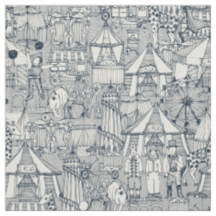 Tissu rétro ivoire d'indigo de cirque