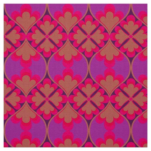 Tissu rétro mod 60s les années 70 motif de tissus fleuri (Échantillon)