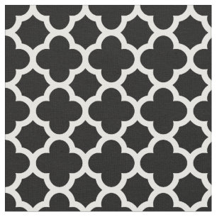 Tissu Rétro motif chic blanc noir mignon de treillis