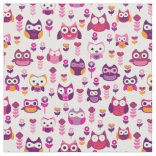 Tissu rétro motif coloré d'oiseau de hibou
