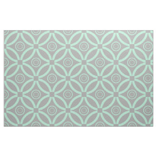 Tissu Rétro motif géométrique vert et gris en pastel