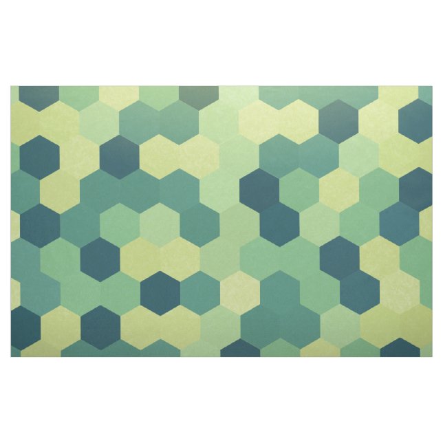 Tissu Rétro motif jaune vert-bleu d'hexagone (Yard)