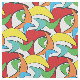 Tissu Rétro motif multicolore de boomerang