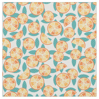Tissu Rétro motif orange fruité de tranches