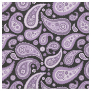 Tissu Rétro motif pourpre et noir de Paisley
