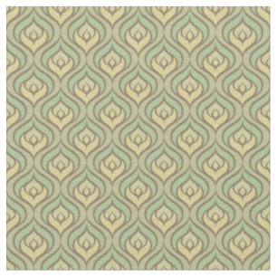 Tissu Rétro motif vert et jaune vintage