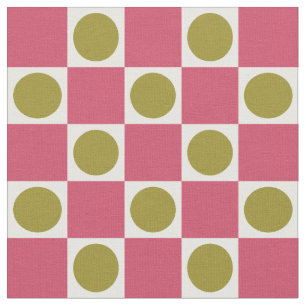 Tissu Rétro Rose et Olive Vérification de Cercle