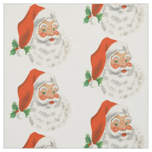 Tissu Rétro Vintage Jolly Santa Claus de Christmas
