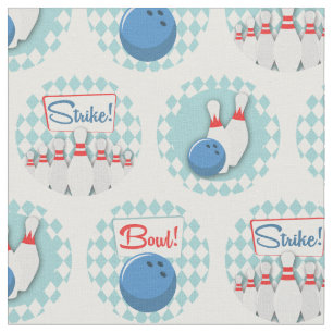 Tissu Rétros goupilles de boule de bowling de motif de