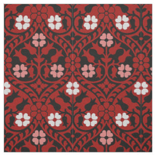 Tissu Revival gothique Floral, Rouge Sang