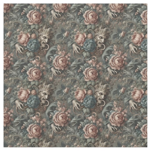 Tissu Rituel des ombres de sang - Carreaux denses gothiq (Fermer)