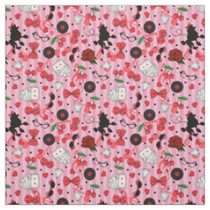 Tissu Rockabilly les années 50 Rocker Poodle Cerises et