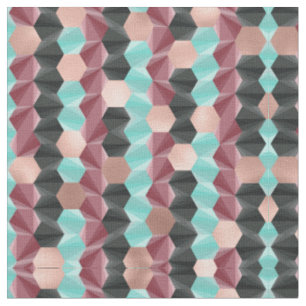 Tissu Rodern Gold Red Teal Black Hexagon Geometric