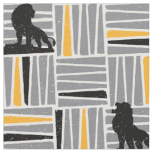 Tissu Roi Lion  Simba Gray & Gold HatchMotif