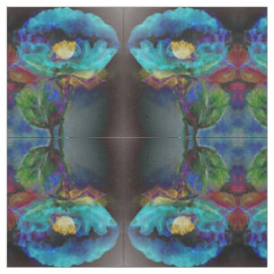 Tissu Romantique élégant tableau turquoise floral aquare