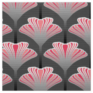 Tissu Rose de lis d'art déco, gris/gris et de corail