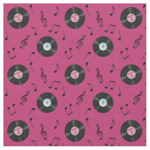 Tissu rose de musique de disques de KRW rétro