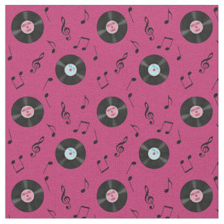 Tissu rose de musique de disques de KRW rétro