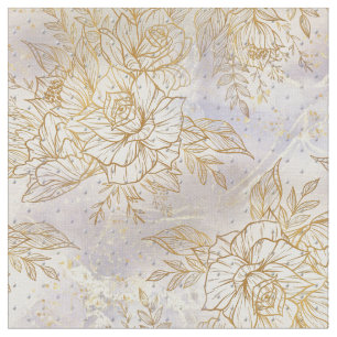 Tissu Rose de trait d'or sur un motif de texture crème