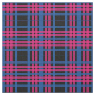 Tissu rose et bleu de motif de plaid