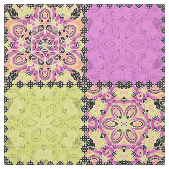 Tissu Rose et chaux, patchwork (Échantillon)