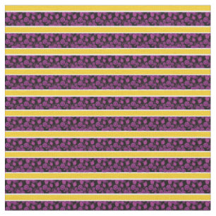 Tissu Rose floral-or/blanc rayé - noir/couleur choisie