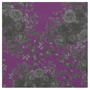 Tissu Rose gothique noir et pourpre Floral Petite impres