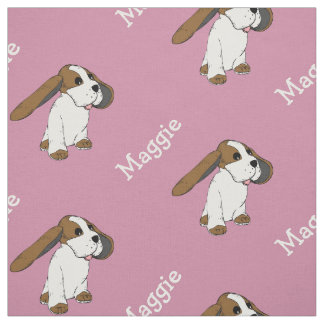 Tissu Rose Pâle au Nom Chien Beagle à la Coupe