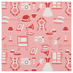 Tissu rose rouge flapper antique nostalgie ancienne mode