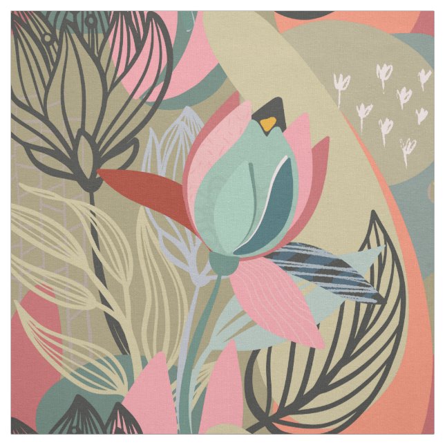 Tissu Rose sauvage Abstrait (Échantillon)