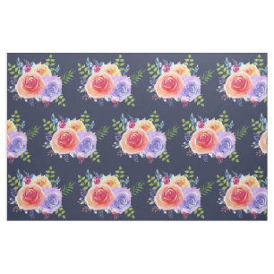 Tissu Roses d'aquarelle moderne Floral Bouquet Motif
