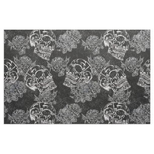 Tissu Roses des crânes et des calques   Gothique Glam Fu