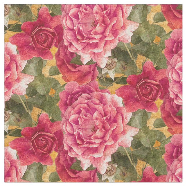 Tissu Roses roses foncées Motif floral (Fermer)