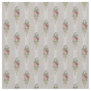 Tissu Roses roses roses victoriennes et dentelles blanch