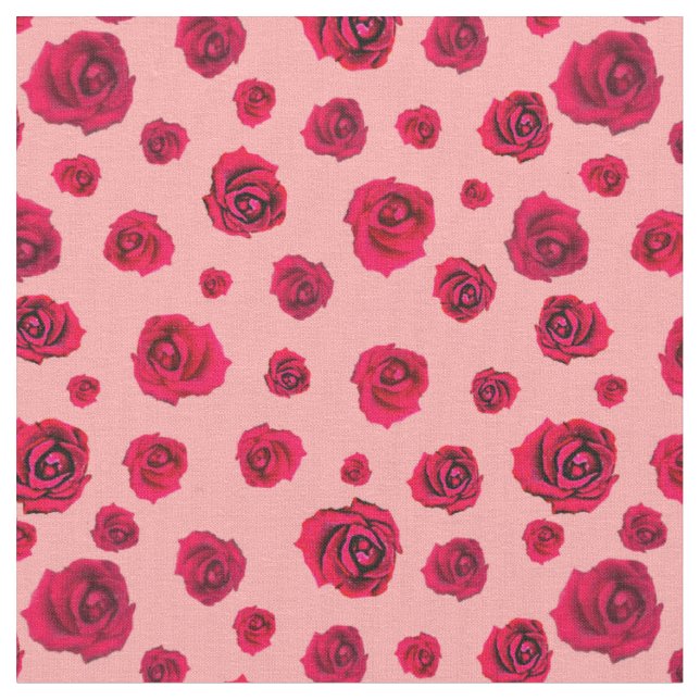 Tissu Roses rouges en rose (Fermer)
