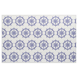 Tissu Roue bleue et blanche nautique de bateau