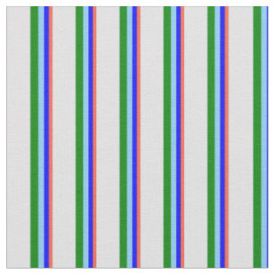 Tissu Rouge, Bleu, Ciel clair, Lignes vertes et Lavande
