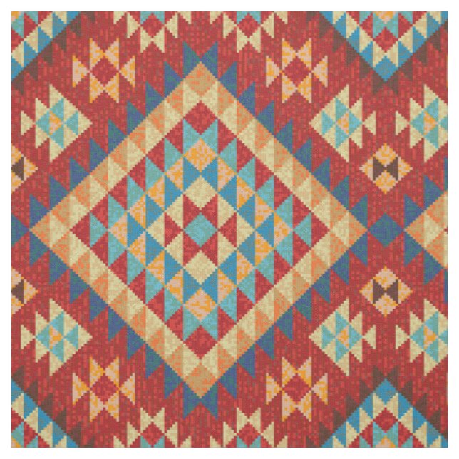 Tissu Rouge bleu Turquoise orange jaune Oriental Kilim M (Échantillon)