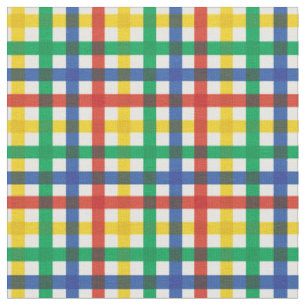 Tissu Rouge, Bleu, Vert et Jaune Plaid Arc-en-ciel