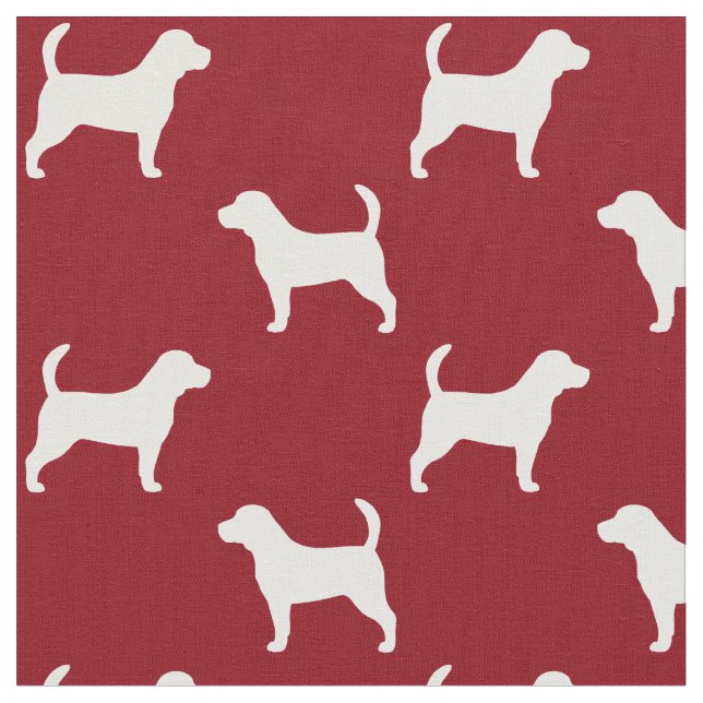 Tissu Rouge de motif de silhouettes de beagle (Fermer)
