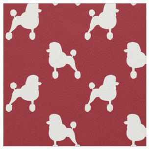 Tissu Rouge et blanc de fantaisie de motif de caniches