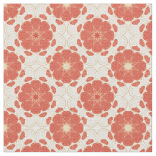 Tissu Rouge et motif floral de dentelle d'or