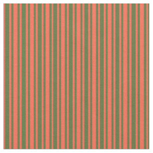 Tissu Rouge et vert olive foncé Motif rayé/à linge